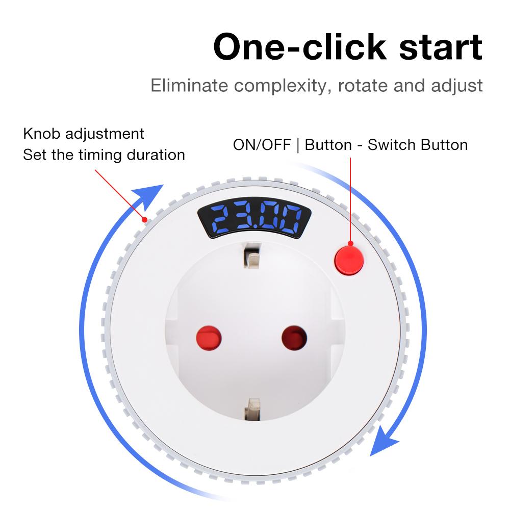 Tuya WiFi Smart Plug Digital Display Countdown Timer Socket Rotary Timing Control Switch Outlet 15mins-24h 1m-23h59min EU Plug