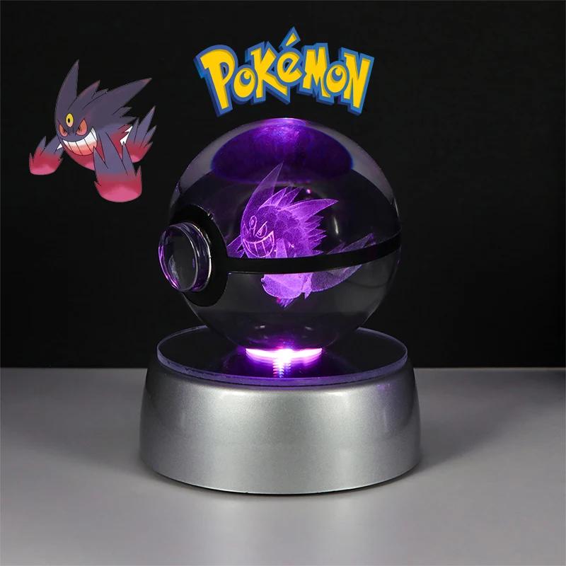3D Кристальный Шар Фигурки Игрушки Покебол Генгар Гаярдос Мимикью Снорлакс Рейкваза Спригатито Модель С LED Подсветкой Основание Куклы