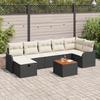 Set of 8 Garden Sofas with Black Cushions In Poly Rattan 3360820