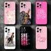 Чехол для телефона Girl Boss Lady Pink Soft для iPhone 16 16E 17 Air 15 Pro Max 14 Plus 13 Mini 11 12 7 Черный Задняя крышка