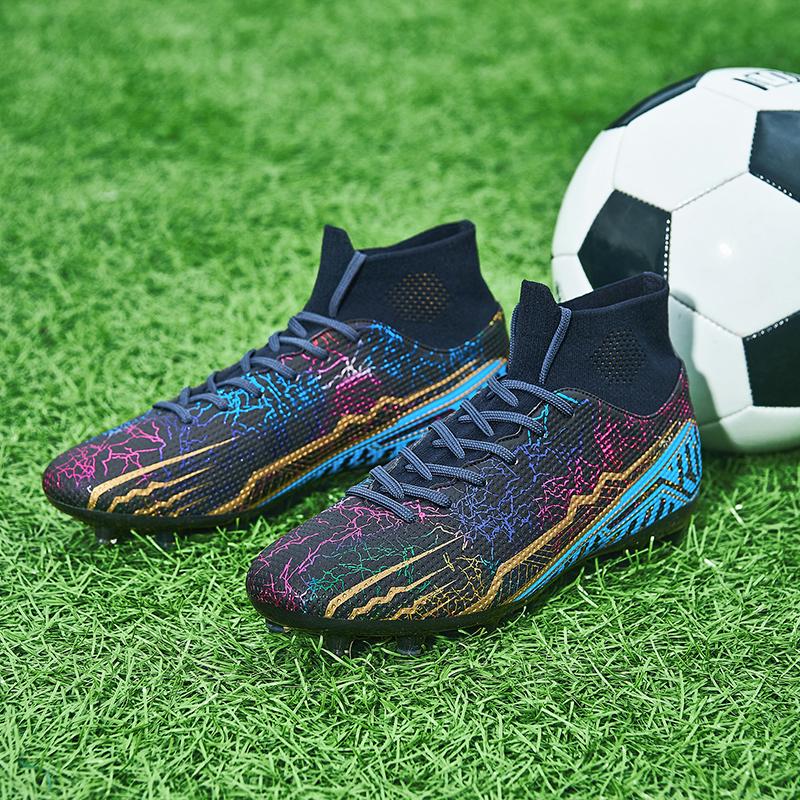 Футбольные бутсы Высокие эластичные носки Рот, кожаное ограждение Газонная резина с короткими ногтями Футбольные бутсы Детские футбольные бутсы большого размера