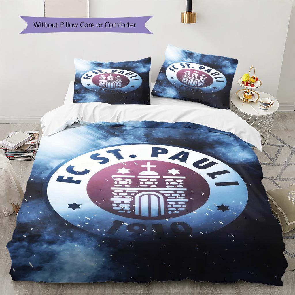 FC St. Pauli Pattern Bedding Set Quilt Cover Pillowcase Home Decor Gift (1 * duvet cover + 2 * pillowcase, without core)