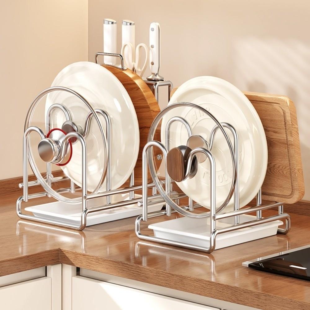 Rustproof Cutting Board Holder Stainless Steel Pot Lid Stand New Pot Lid Rack For Cabinet