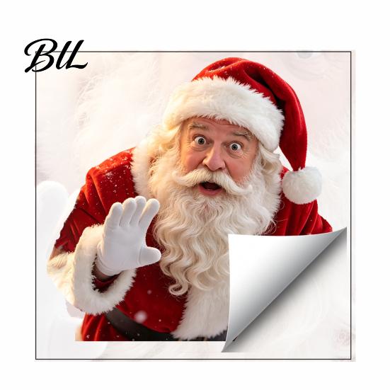 Winter Holiday Store Window Signs Santa Claus Sticker, Static Removable Decal, Waterproof Seasonal Living Room Decoration Festive PVC Decal