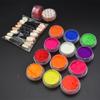 12 шт. 1 г 12 цветов пигментный порошок с ватными палочками флуоресцентный радужная смоляной пигментный порошок DIY лак для ногтей акриловый нейл-арт для тела глаз лица