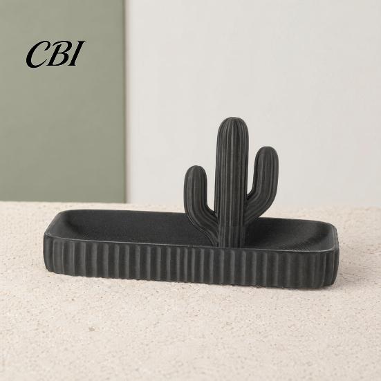 Soft Decoration Tray 3D Printed Cactus Jewelry Tray, Ring Dish, Entryway Table Trays, Decorative Trinket Desktop Organizer for Rings Necklaces