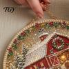 Christmas Tree Decorations Rhinestone Painting Suncatcher Kit, Round DIY Hanging Decor Indoor Outdoor Festive for Home, Craft Pendant Holiday