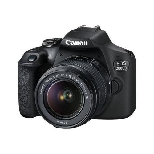 CANON - Зеркальный фотоаппарат EOS 2000D + Объектив 18-55мм EF-S 18-55 DC III - 24 Мпикс - Видео Full HD 1080p - Экран 7,5см