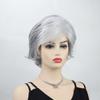 Женские смешанные серые серебристые вьющиеся парики с челкой, синтетические короткие многослойные волосы для бабушки, повседневные вечерние косплей-парики из термостойкого волокна