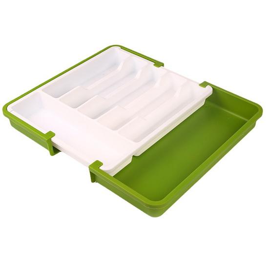 Органайзер для ящиков для столовых приборов Выдвижной держатель для столовых приборов Не содержит BPA Большая вместимость Легко моется Расширяемый лоток для столовых приборов