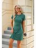 2026 Spring Summer Round Neck Drawstring Solid Color Short Sleeve Casual Dresses For Women