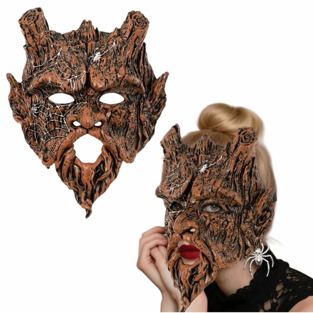 Spider Web Pattern Halloween Tree Demon Mask Realistic Tree Ghost Mask Costume Party