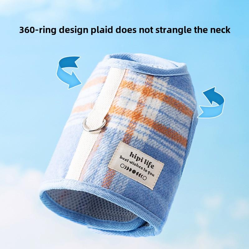 Корейская версия простого жилета для собак в клетку, поводок для кошек, поводок для выгула собак