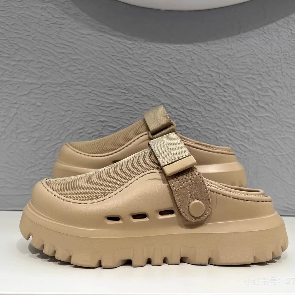 In the Summer of 2025, the New Thick-soled Heightened One-pedal Velcro Sandals Are Breathable and Light, and the Beach Women's Shoes Are Worn Outside.