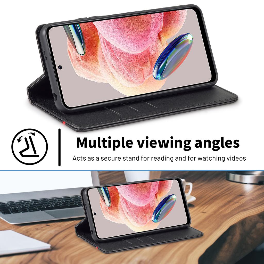 LC.IMEEKE Для Xiaomi Redmi Note 12 4G Кожаный чехол для телефона Текстура углеродного волокна Чехол-кошелек для телефона с подставкой