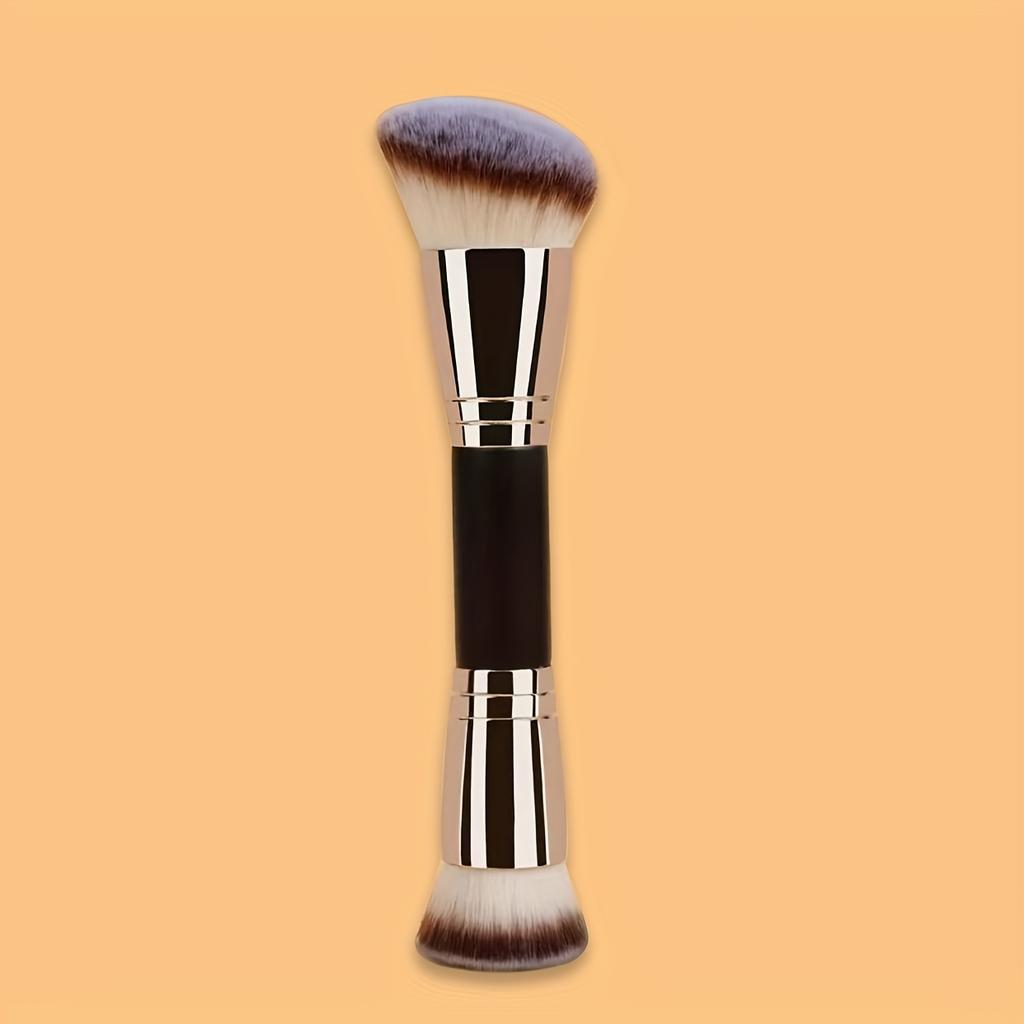Dual-Ended Makeup Brush for Foundation, BB Cream, and Concealer - Soft Nylon Bristles, ABS Handle, Versatile Beauty Tool for All Skin Types