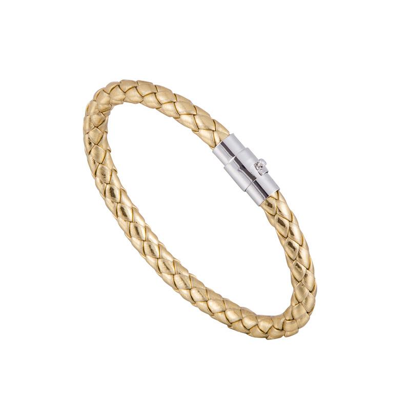 Leather Rope Steel Braided Leather Magnetic Clasp 1 Piece Handmade Woven Bracelet Wrap Silk Fashion Jewelry Accessory