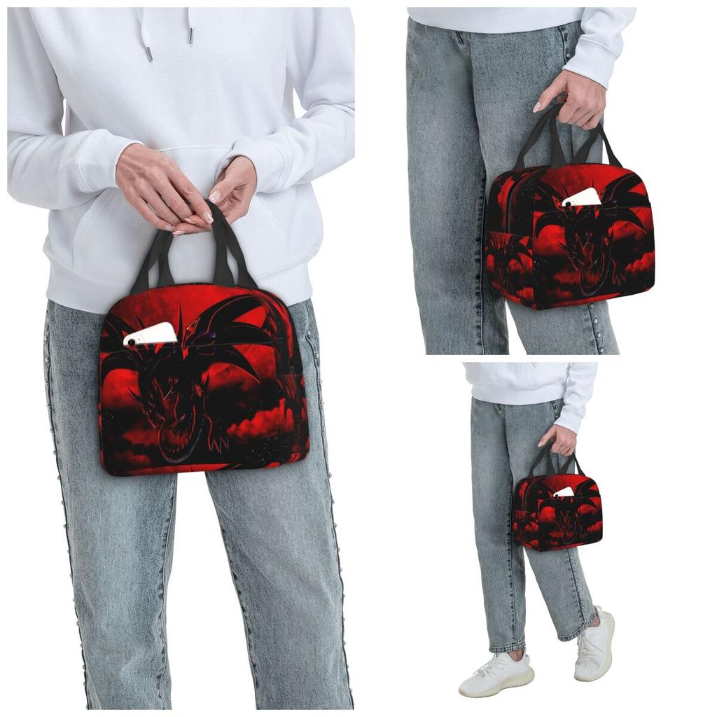 Dragon Red Moon Pattern Insulated Lunch Bag for Women Office Cooler Thermal Food Box Tote Portable Lunch Boxes Container