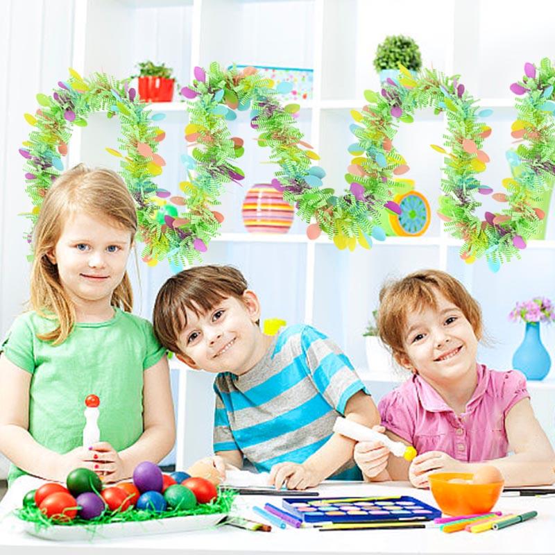 2 м Easter Подвесные Гирлянды Мишура Полосатый Орнамент DIY Венок Поделки 2025 Easter День Рождения Детский Подарок Весенний Домашний Декор для Вечеринки