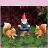 Микро-орнамент из смолы Сцена Гном и Белка для декора сада, для показа в помещении