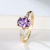 1 Pc Golden Color Oval Cut Purple Stone CZ Claw Ring for Women Men
