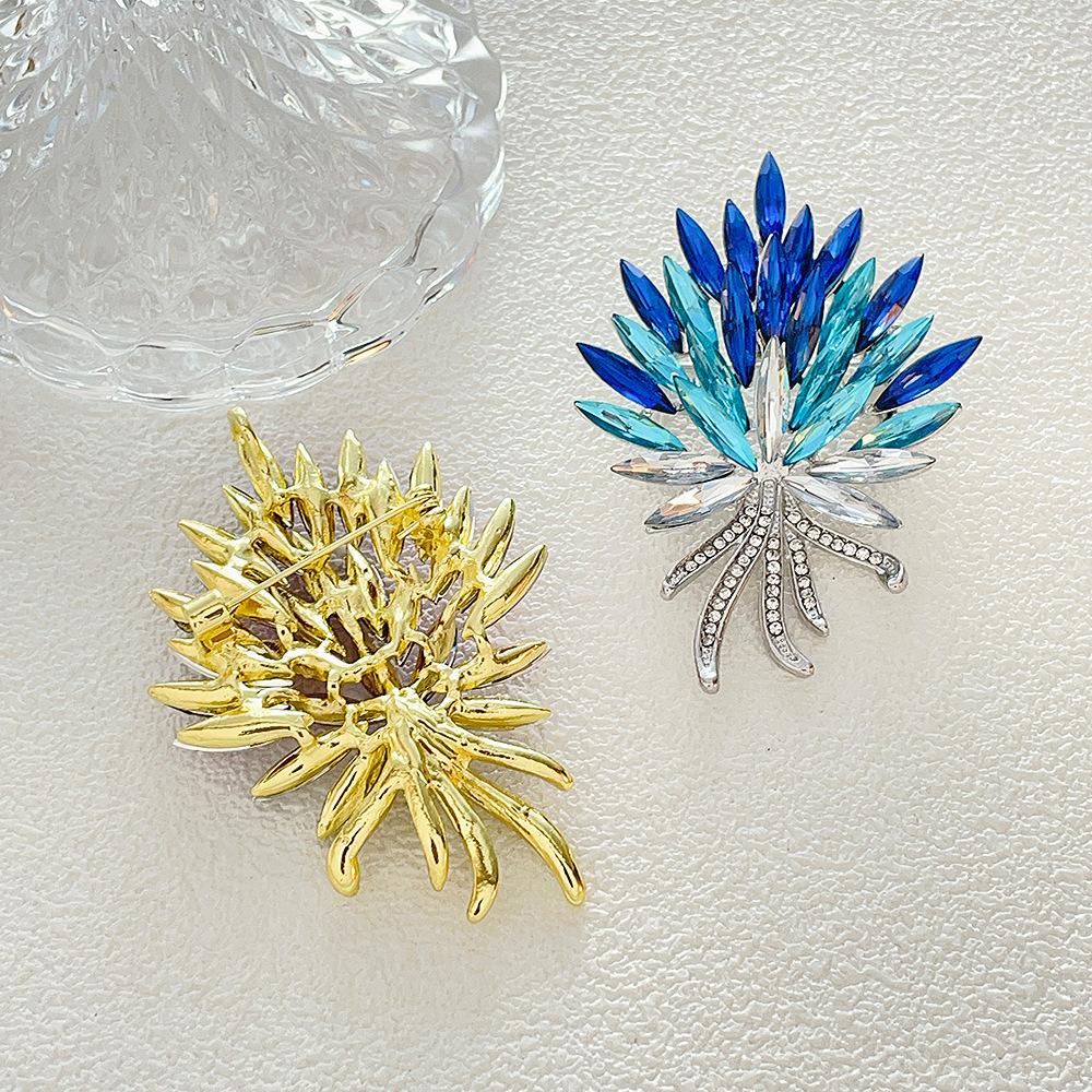 Harvest Wheat Ear Brooch Elegant Blue Enchantress Crystal Brooch Dress Fixed Corsage Accessories