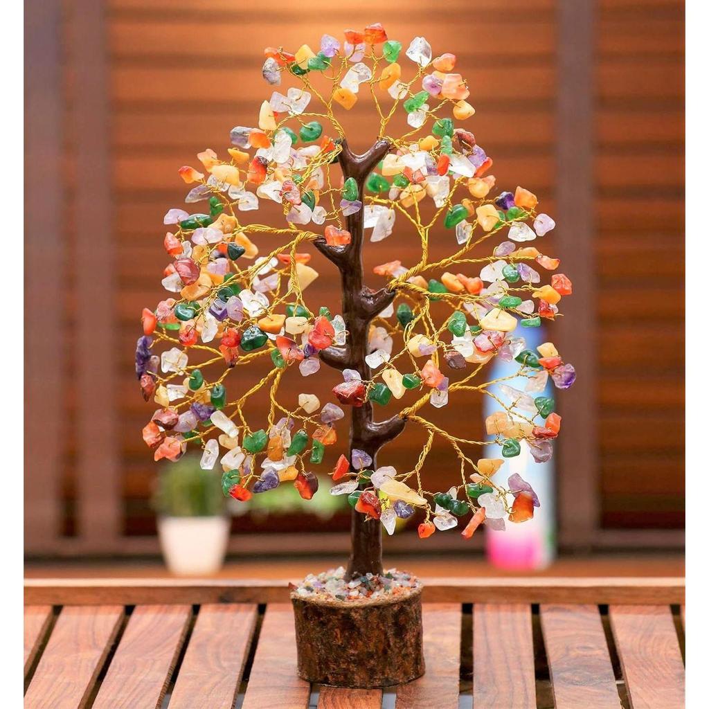 Рождественские украшения Микс Дерево из чакровых драгоценных камней Фэн-шуй фигурка Денежный бонсай Удача Рейки Исцеляющие кристаллы Домашнее украшение