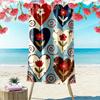 Heart Pattern with Flowers Vintage Style - Beach Towel Quick-drying for Travel Outdoor Sports Jogging Beach and Swimming