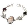 Botswana Agate, Garnet Handmade 925 Sterling Silver Bracelet 7-8" T0m79
