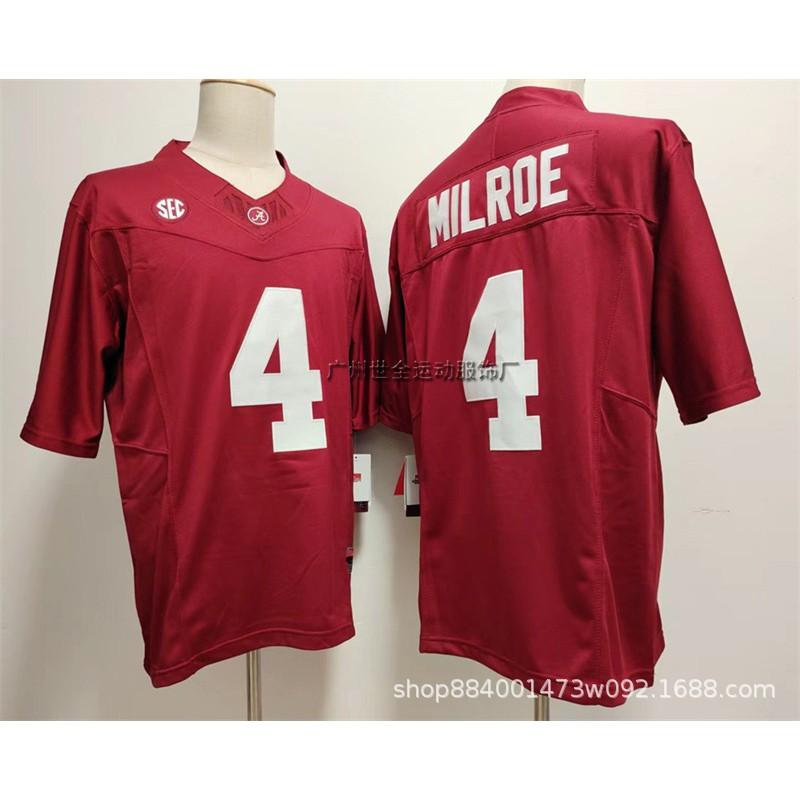Mens Cotton Blend Rugby Jersey Training Shirt With Embroidered Number 4 Player Names Milroe Williams NCAA Style