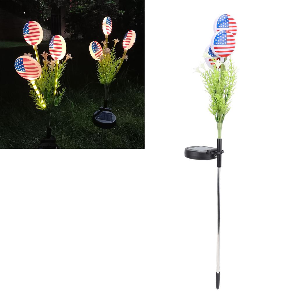 Американский флаг Солнечный светильник светодиодный водостойкий вставной газонный светильник для украшения Дня независимости