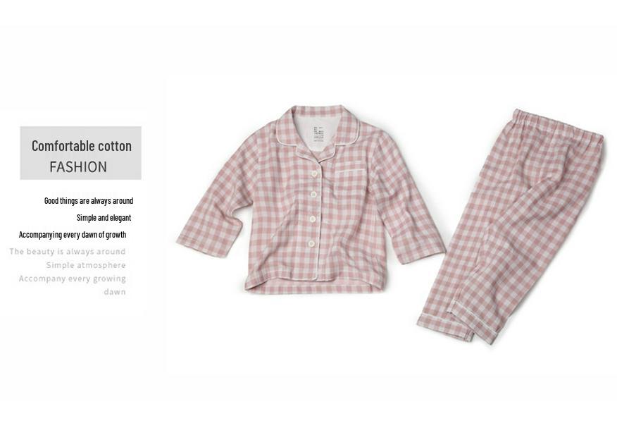 Детский хлопковый пижамный комплект - Двухслойная марля, в стиле Muji
