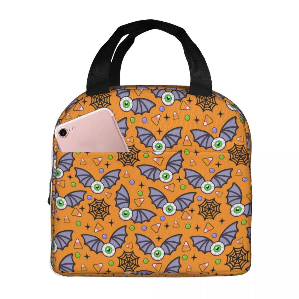 Cartoon Eye Bat Pattern Insulated Lunch Bag for Women Office Cooler Thermal Food Box Tote Portable Lunch Boxes Container