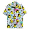 80s 90s Retro Rubber Duck Hawaii Shirt For Men Funny Memphis Style Print Loose Button Shirts Relaxed Street Novel Design Blouse