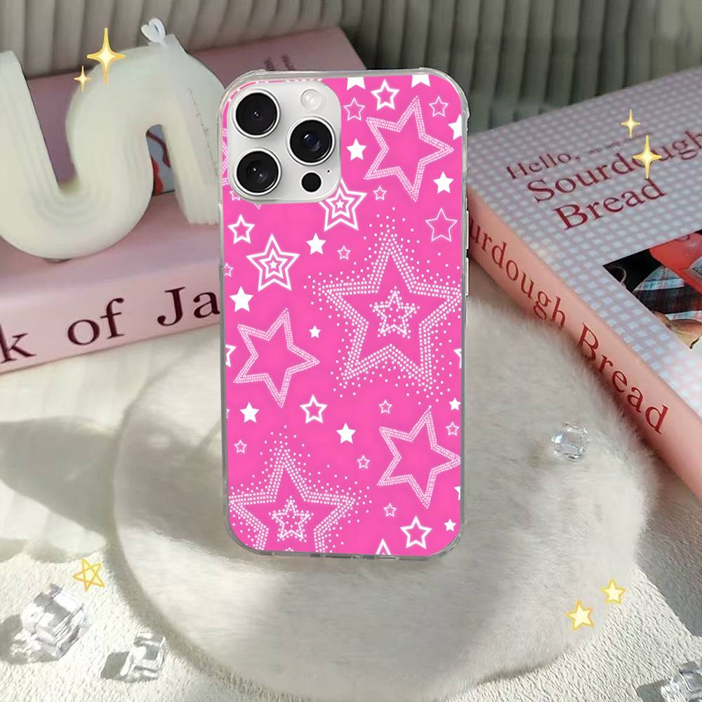 Мультяшная звезда Для IPhone 17 16 15 14 Plus 13 12 11 Pro Max Чехол для телефона Задняя сторона Сатиновая Цветная поверхность