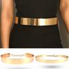 Women Full Metal Waist Chain Mirror Wide Gold Silver Plate Waistband Chains Belt