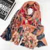 Color Block Retro Floral Cotton Linen Tassel Scarf for Women - Medium Thickness, Autumn/Winter Fashion Shawl