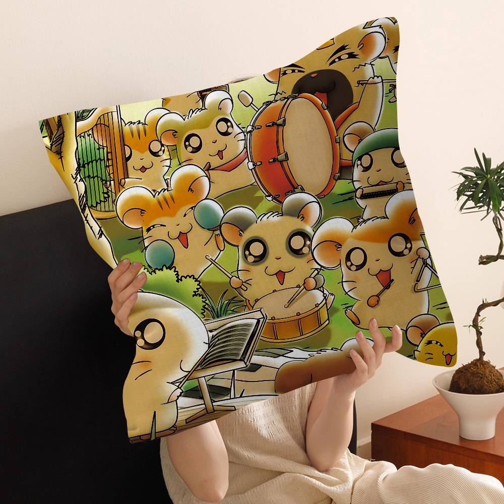Cartoon Cute Hamtaro Cushion Cover Polyester Sofa Cushions Decorative Throw Pillows Home Decoration Pillowcover