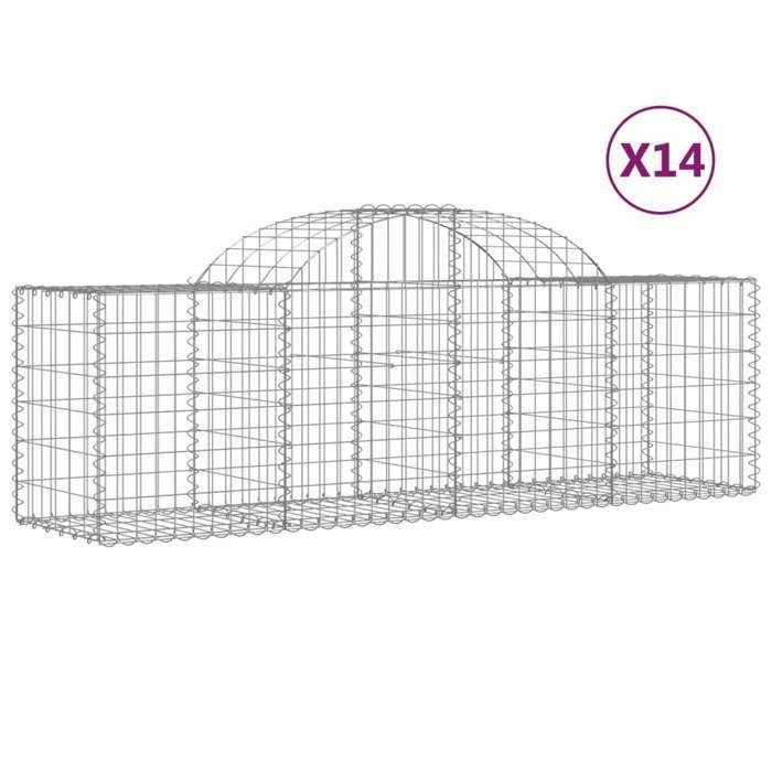 VidaXL Arched Gabion Baskets 14 Pcs 200x50x60/80 Cm Galvanized Iron, Gabion, Gabion Cage, Gabion Wall Basket, Wall 3146290
