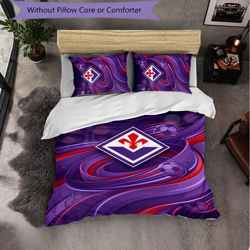 Fiorentina FC Themed Bedding 3Pcs Duvet Cover Set Decorative Bed Linen For Teen Room Home Decoration