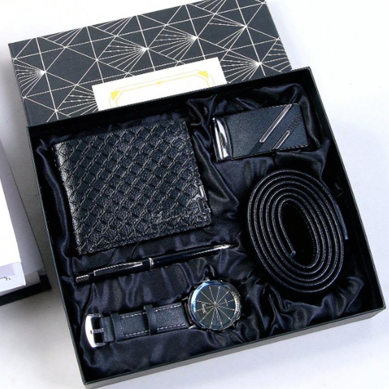 Valentine's Day Business Gift Set Men's Watch Sunglasses Belt Wallet Christmas Gift Set Quartz Watch Set for Men