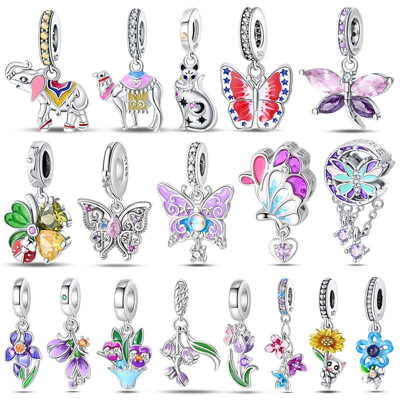 Animal And Flower Dangle Charm Beads New In Fits Bracelet Bangle Necklace Women Luxury Diy Fine Jewelry Party Festival Gift