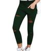 Cargo Pants Women Fashion Slim High Waisted Stretchy Skinny Broken Hole Pencil Pants Solid Color Streetwear Trousers