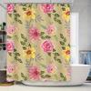 GAEFloral Print Набор штор для душа Водонепроницаемый декор для ванной Ткань для украшения дома Бежевый, Розовый Желтый цвета #806724319501