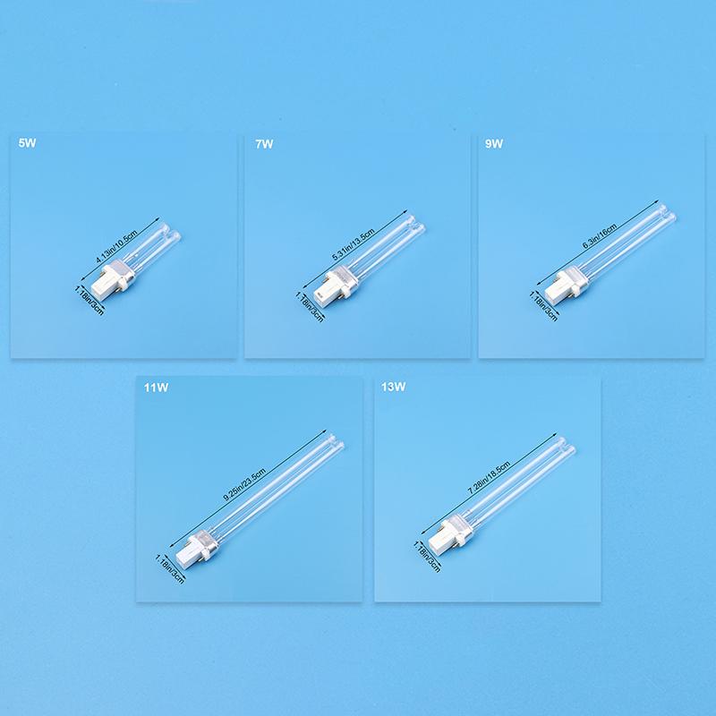 1 шт. УФ-лампы для аквариума, пруда, ультрафиолетовая лампа-стерилизатор, трубка для G23 5 Вт 7 Вт 9 Вт 11 Вт 13 Вт UVC H-образная трубка