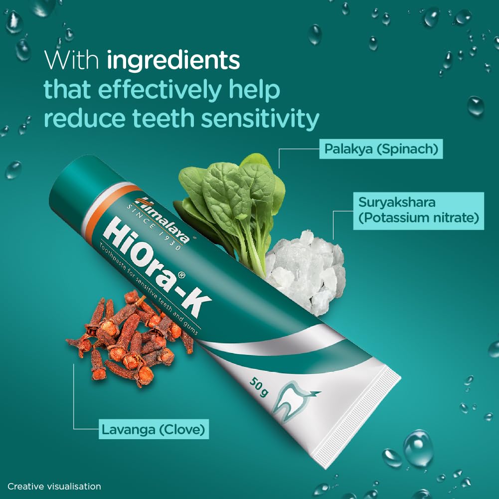 Himalaya Травяная зубная паста HiOra-K 50 г Для чувствительных зубов и ухода за деснами Мягкая гигиена полости рта Вегетарианская Свежее дыхание