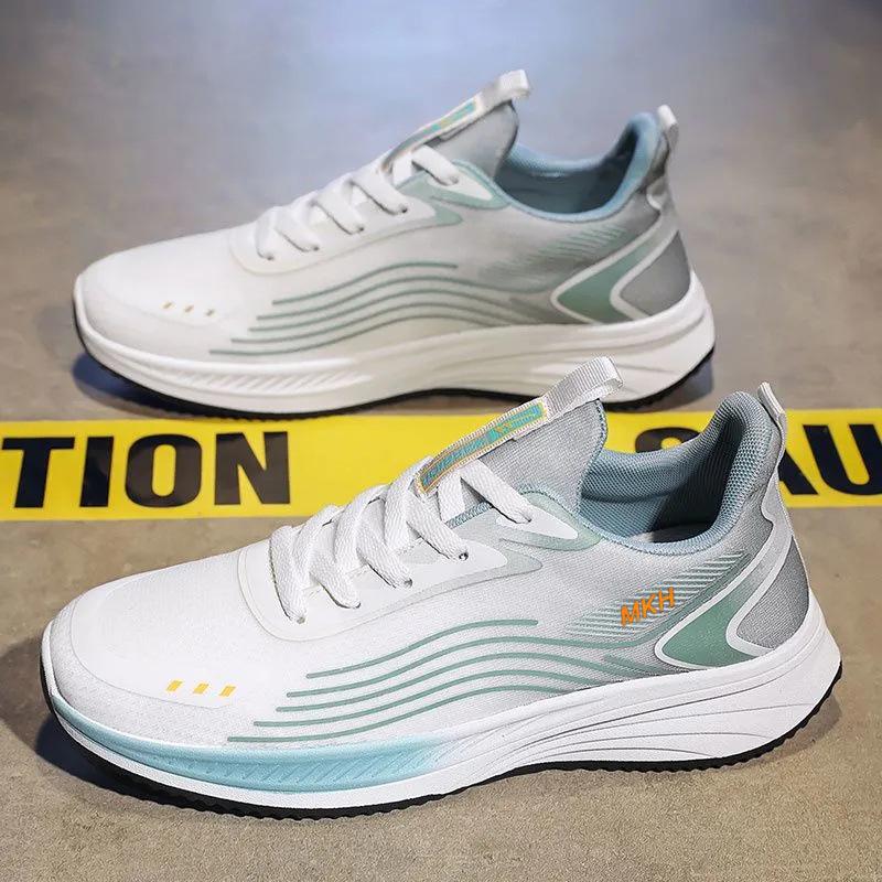 Новые трендовые мужские кроссовки на шнуровке весной и осенью. Удобная повседневная обувь для не уставшей стопы. Дышащая цветная мужская обувь с сетчатой ​​поверхностью.