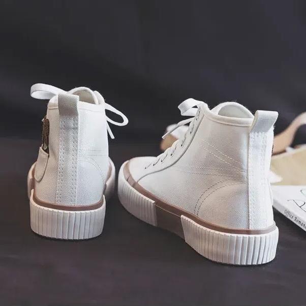 2024 высокие парусиновые туфли для женщин, осенние вулканизированные универсальные кроссовки, студенческая обувь 35-40