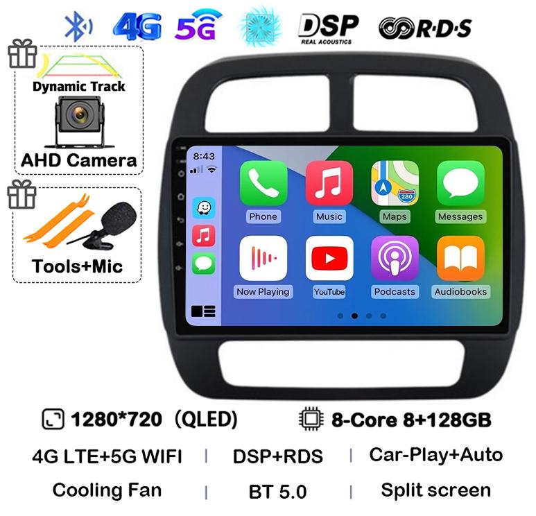 Android 14 Auto Carplay для Renault KWID K-ZE Dacia Spring 2015 2016 2017 2018 2019 Автомобильный мультимедийный проигрыватель GPS Радио DSP Stereo