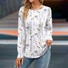 Women's Fall Fashion Casual Floral Top Long Sleeve Shirt Loose Pullover
